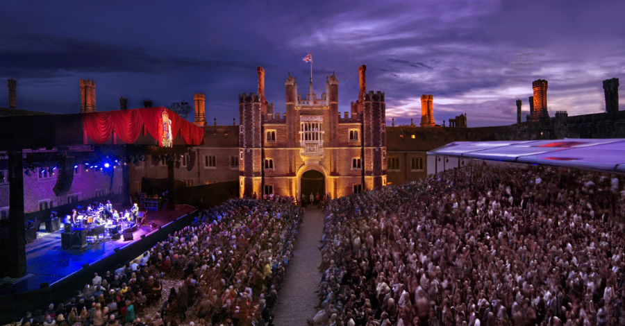 Aerial view of Hampton Court Palace Music Festival
